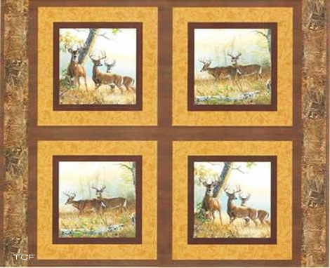 Deer Beyond the Horizon Fabric 4 Pillow Panels